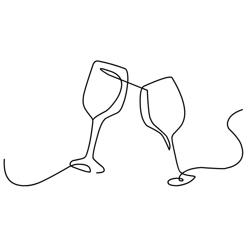 Line drawing of wine glasses